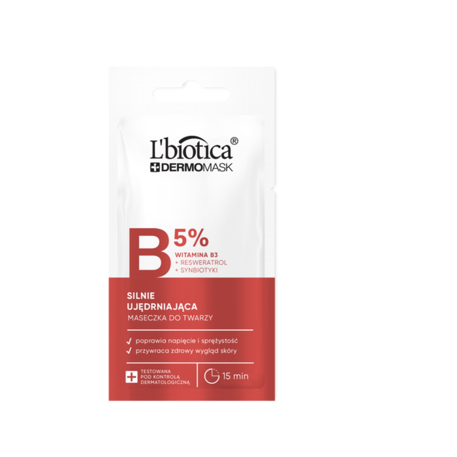 L'biotica dermomask - silnie ujędrniająca maska z witaminą b3 do twarzy, 8 ml