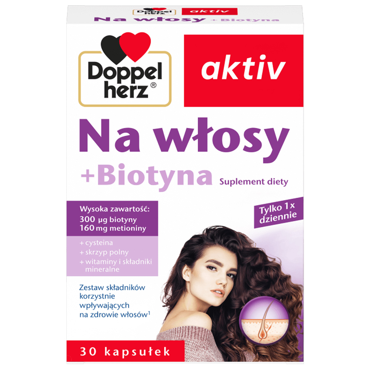 Doppelherz aktiv na włosy + biotyna, 30 kapsułek