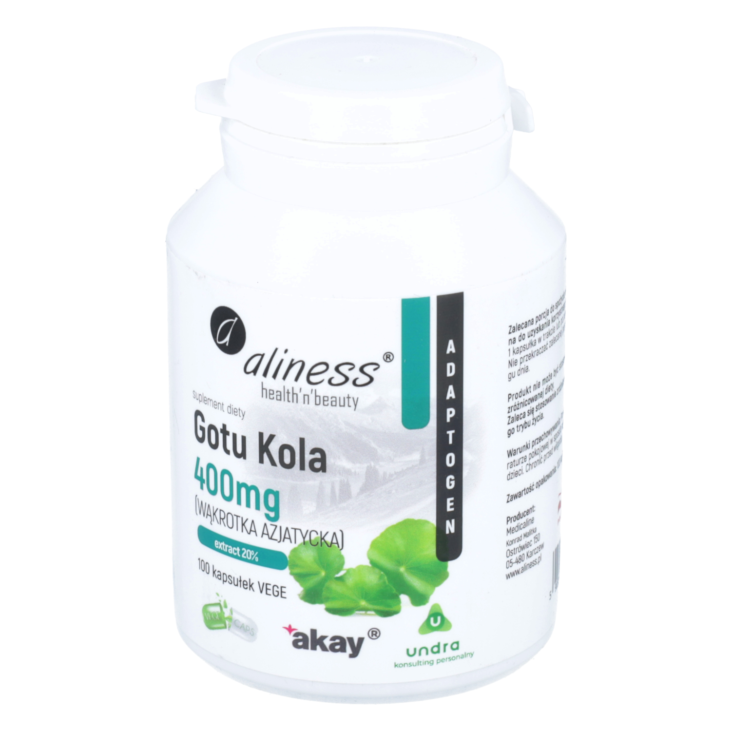 Aliness - gotu kola 400 mg, 100 kapsułek