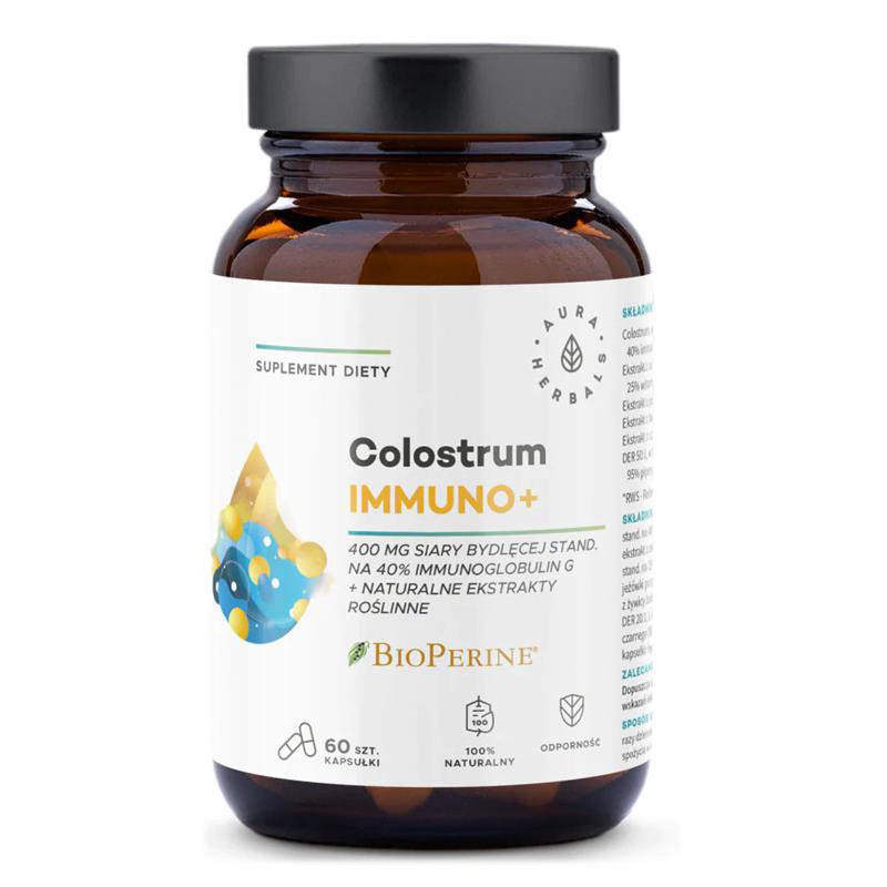 Aura herbals colostrum immuno + bioperine, 60 kapsułek