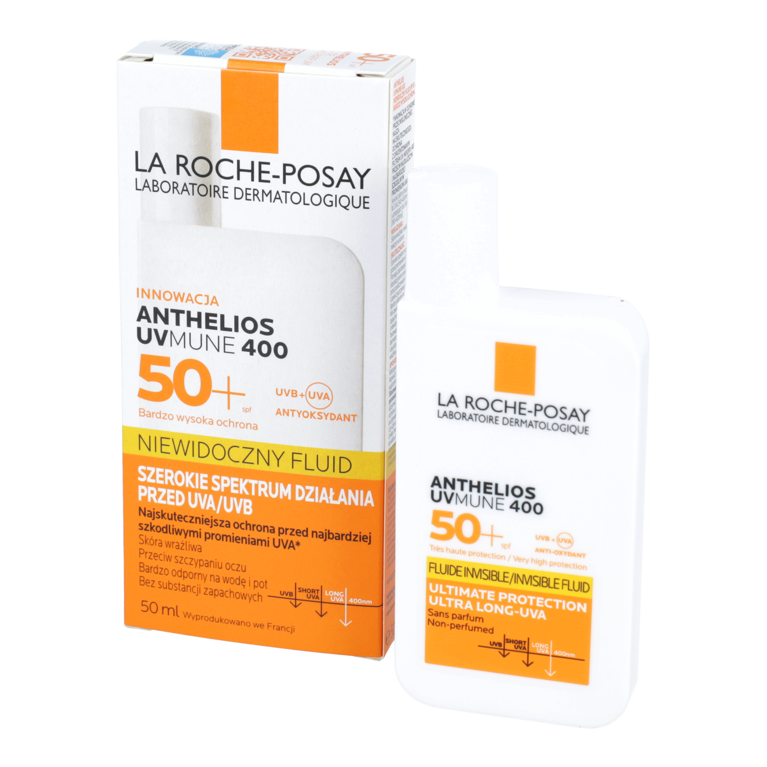 La roche - anthelios, niewidoczny fluid ochronny, spf 50+, 50 ml (data ważności: 31.07.2026)