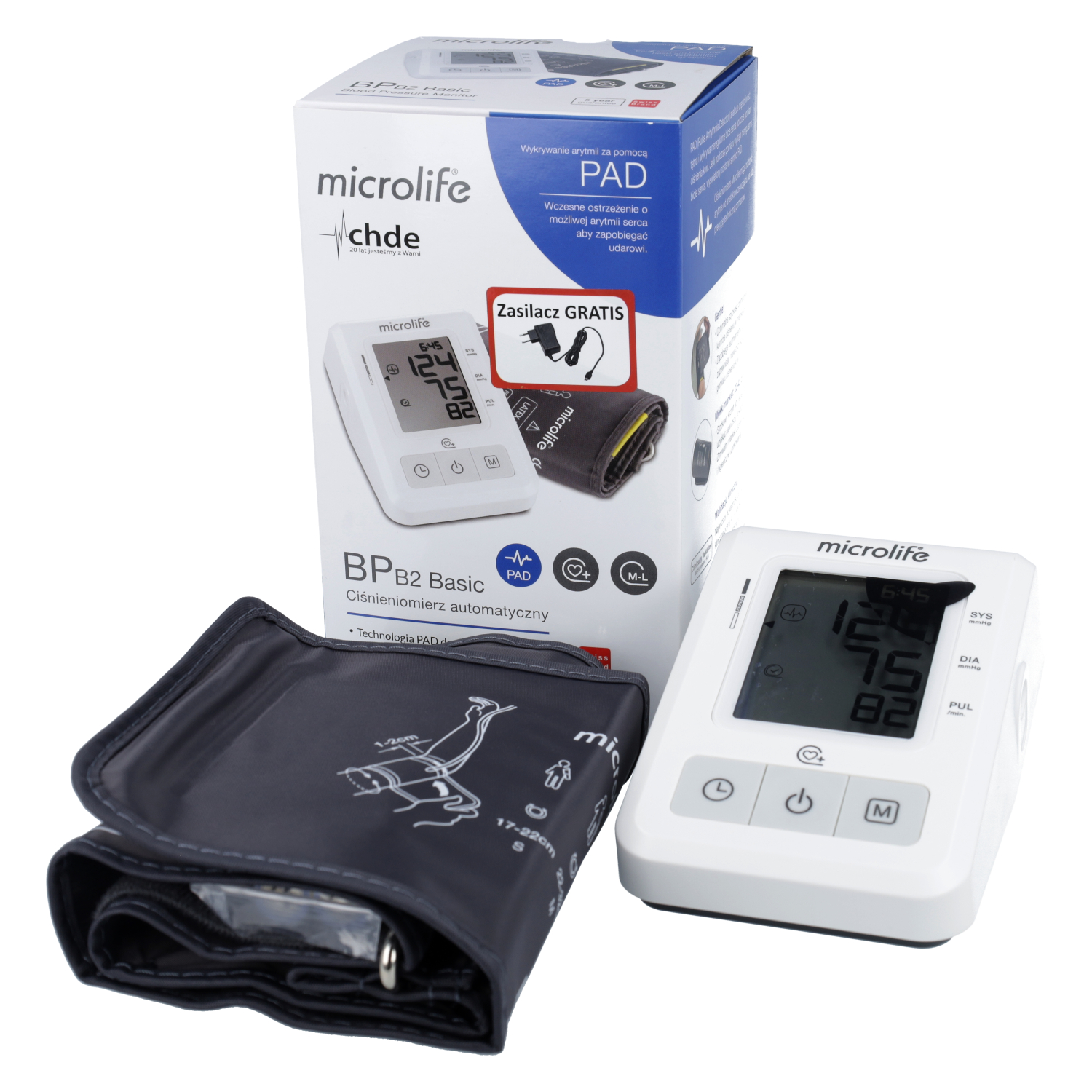 Microlife - ciśnieniomierz bp b2 basic, automatyczny z zasilaczem, 1 sztuka