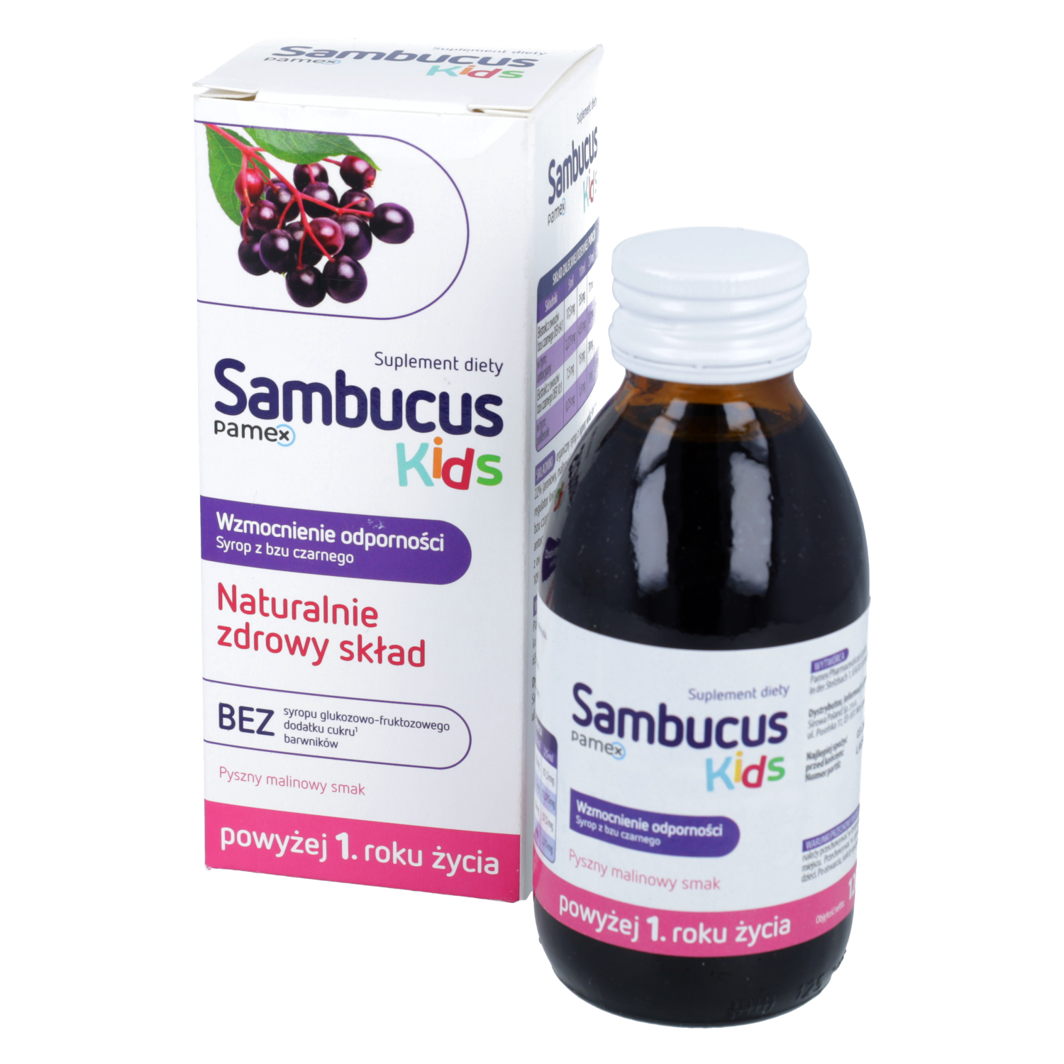 Sambucus kids - syrop o smaku malinowy, 120 ml