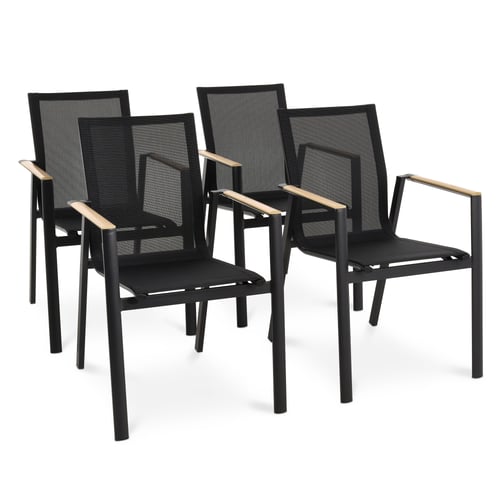 4er Set Gartenstühle Buti - Schwarz