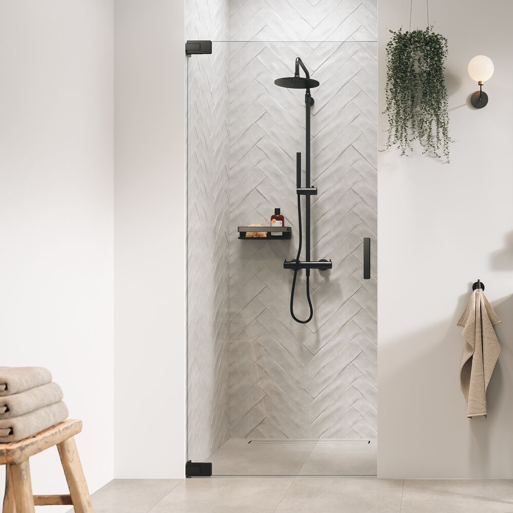 Sealskin Pure drzwi prysznicowe 80 cm uchylne grafitowy szczotkowany/szkło przezroczyste PU140806145100