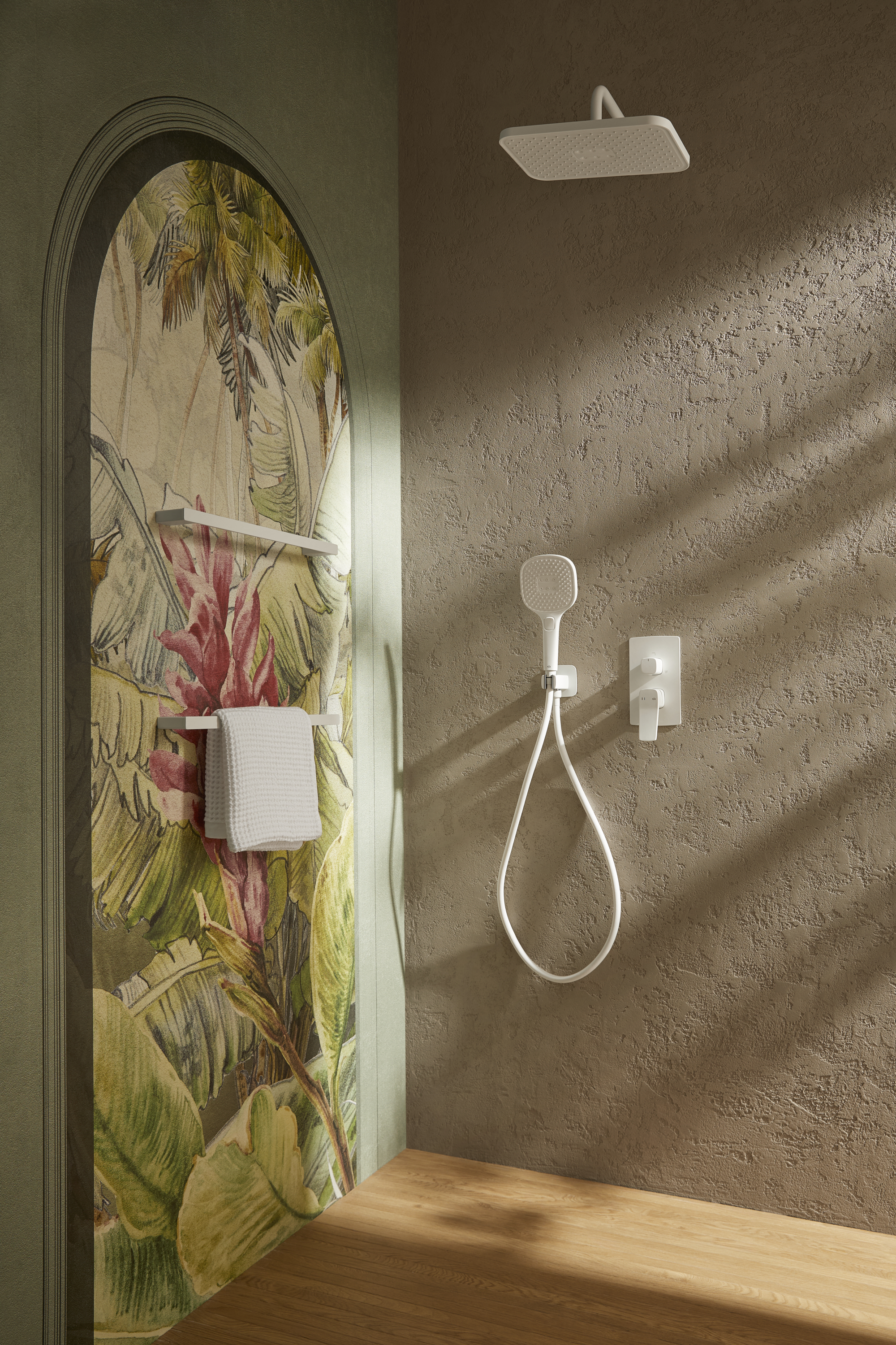 KFA Armatura Malaga White zestaw prysznicowy podtynkowy z deszczownicą biały 4529-501-44