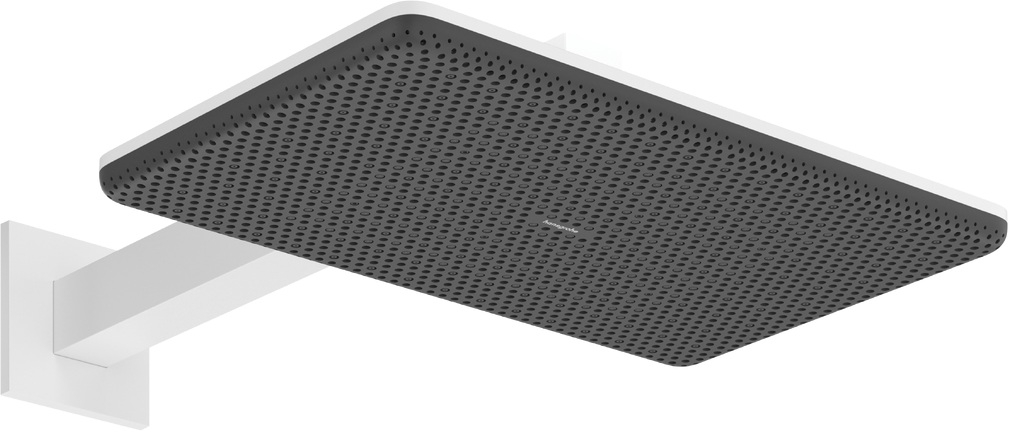 Hansgrohe Raindance Alive Q EcoSmart deszczownica z ramieniem 34,3x21,4 cm prostokątna biały mat 24551700