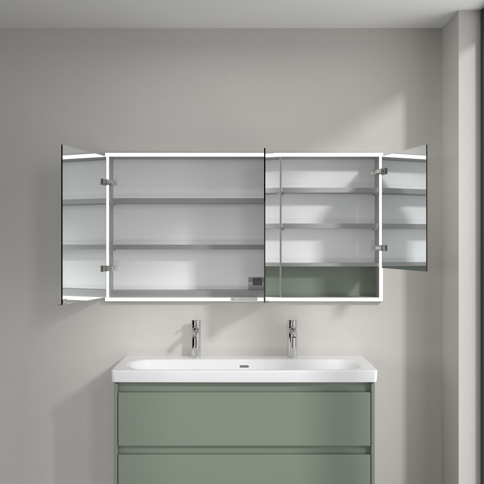 Villeroy & Boch My View+ szafka 140x16,8x75 cm z lustrem do zabudowy Soft Green A48214AF