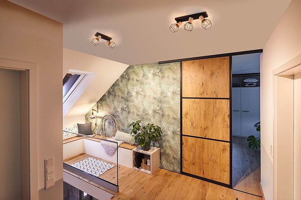 Paulmann Lanka lampa podsufitowa 3x20W czarna/drewno 66768