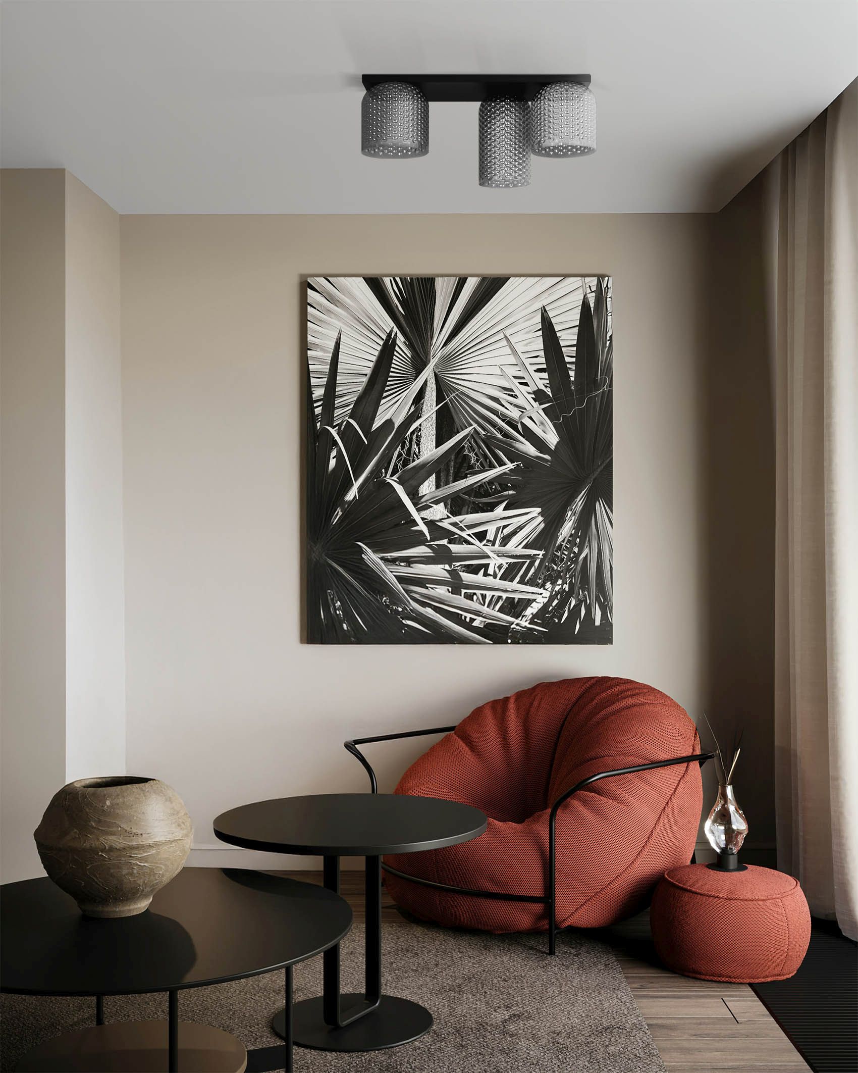 Kaja Inga lampa podsufitowa 3x15 W czarna-grafitowa K-5636