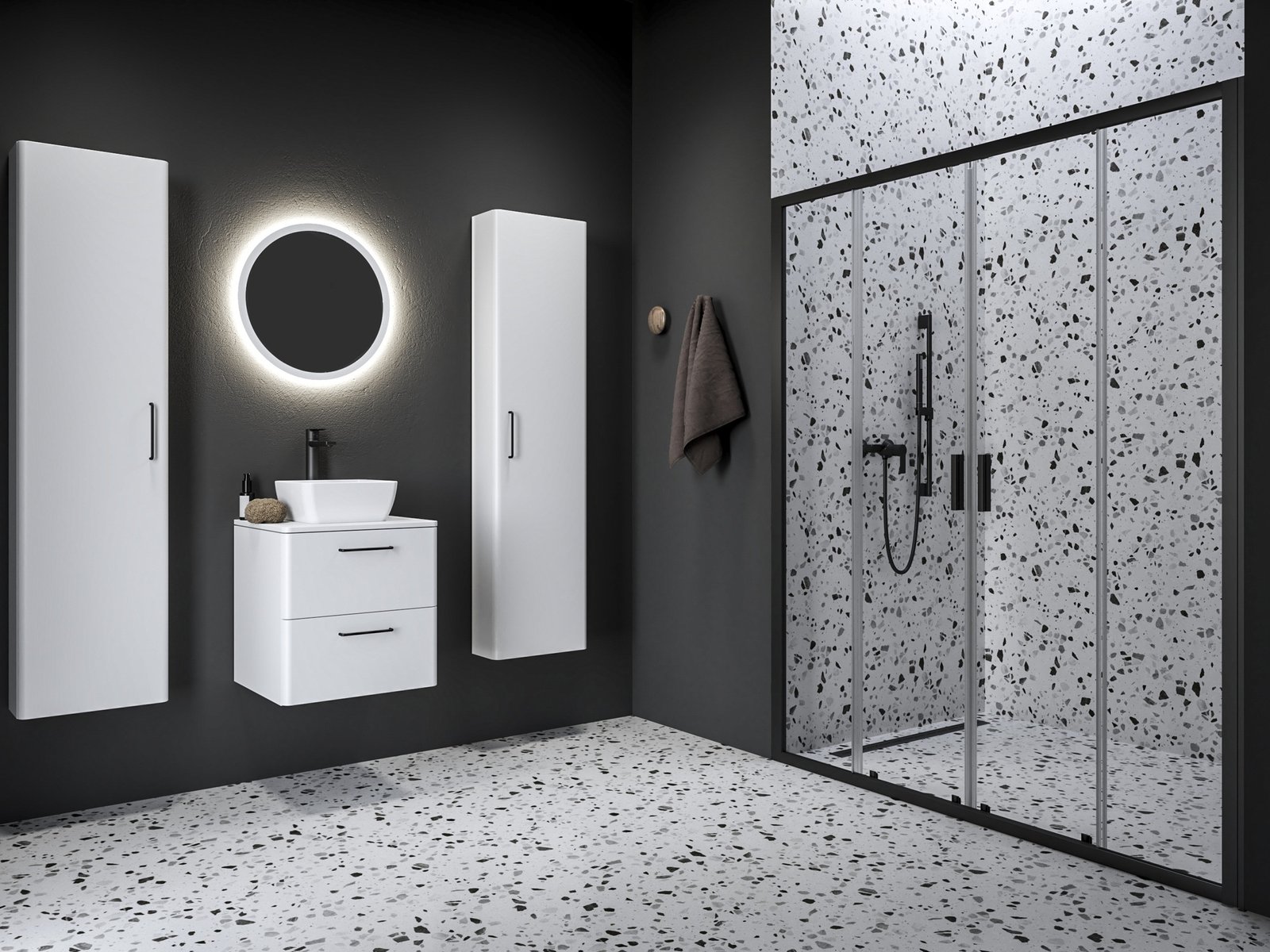 Ravak Blix II drzwi prysznicowe NBLDP4 160 cm rozsuwane czarny mat/szkło przezroczyste 0YMS0300Z1