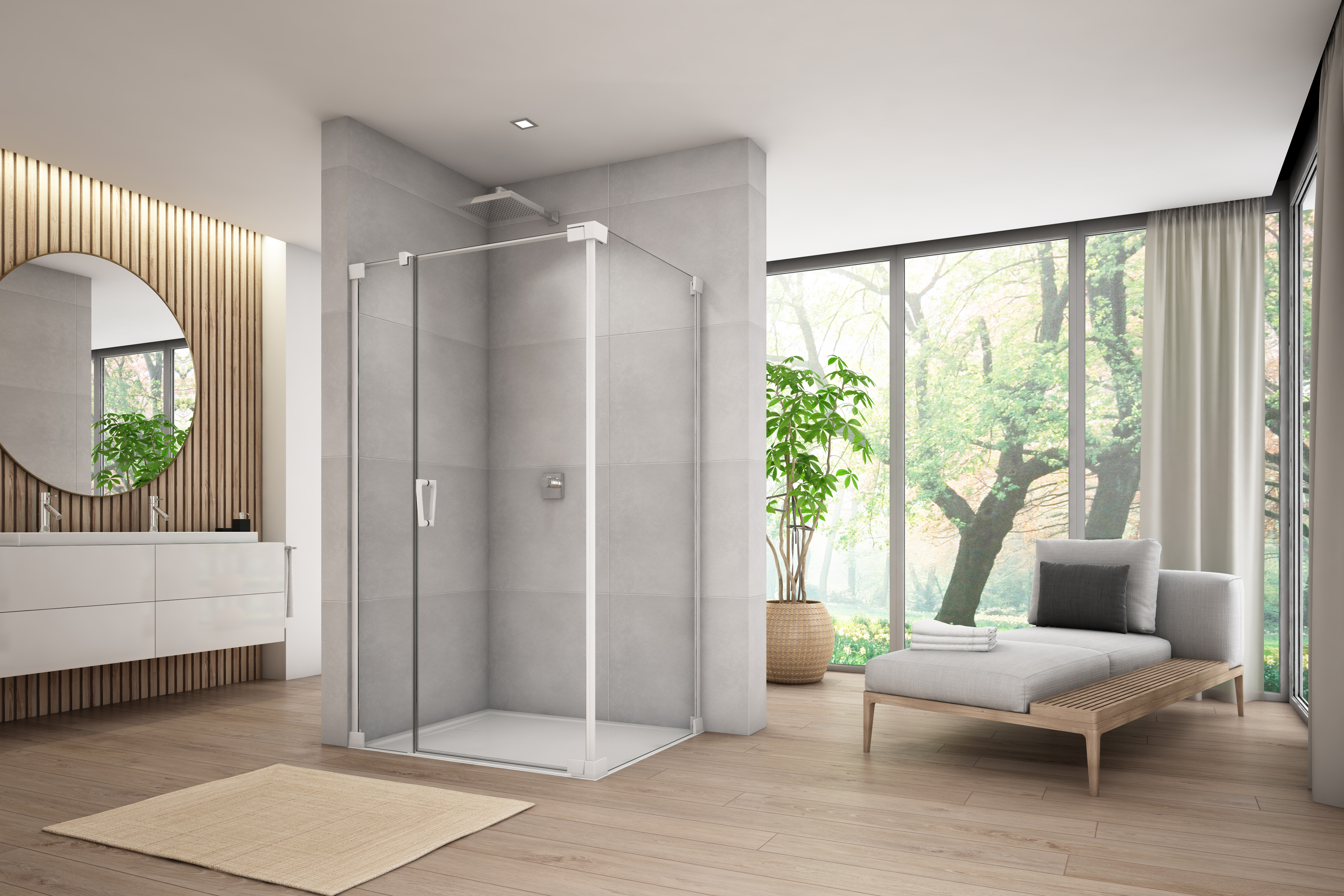 Ronal Cadura ścianka prysznicowa 120 cm boczna biały mat/szkło przezroczyste CAT21200907