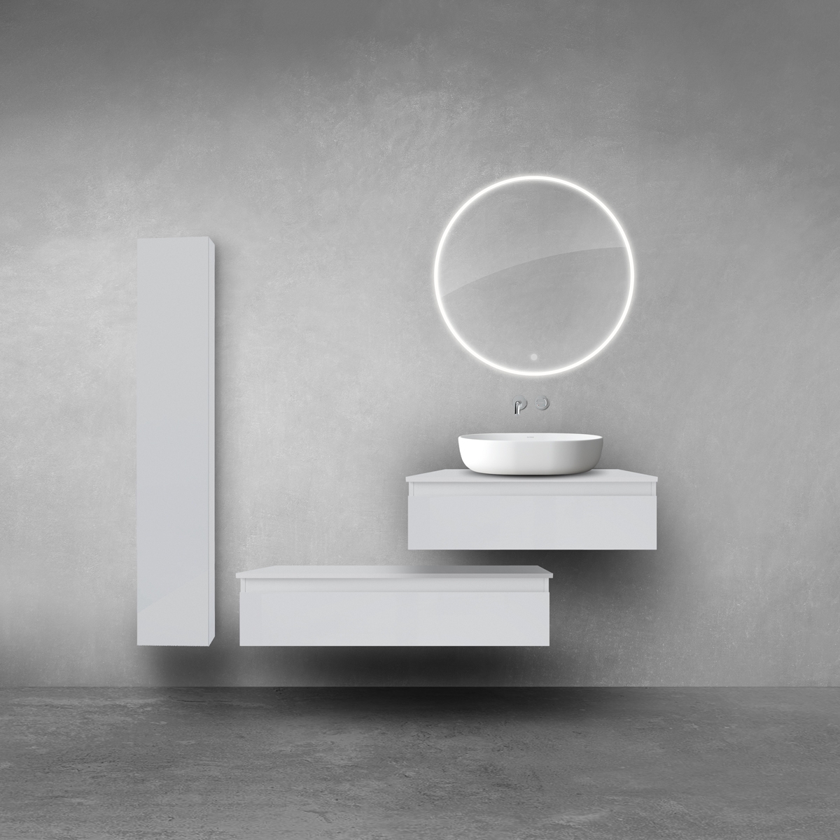 Oltens Vernal zestaw szafek podumywalkowych z blatem 80 i 100 cm i szafką boczną 35 cm szary mat 68696700 - Wysyłka w 24h