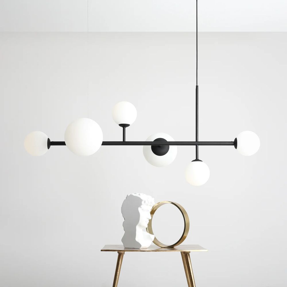 Aldex Dione 6 lampa wisząca 4x10W+2x15W czarna/biała 1092K1