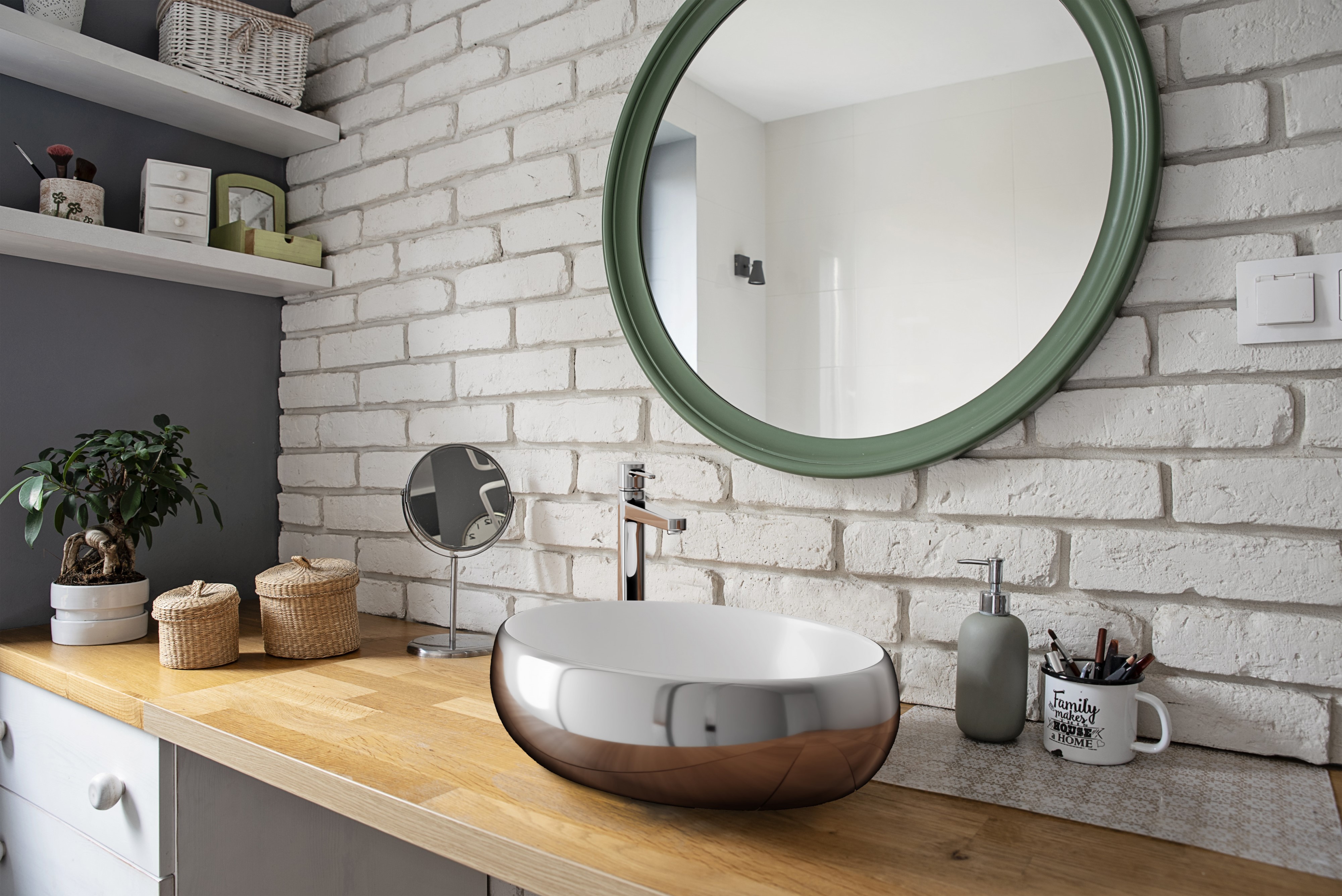 Invena Glamour bateria umywalkowa stojąca wysoka chrom BU-02-W01