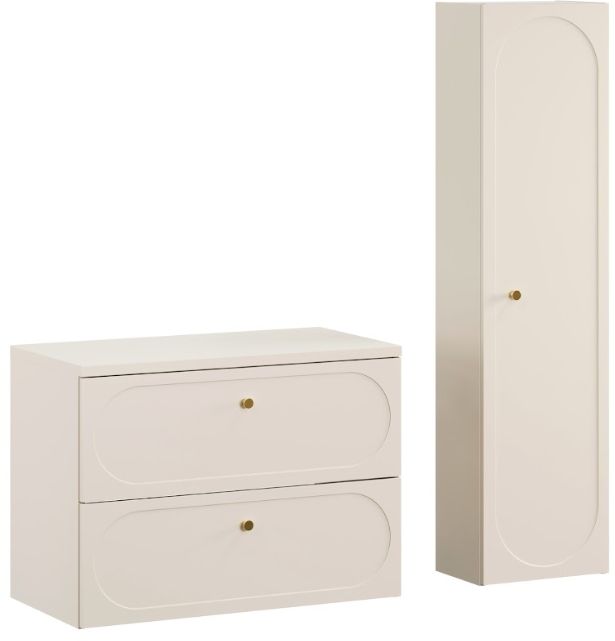 Zestaw Comad Donna Sand szafka 80 cm podumywakowa z blatem i szafka wisząca boczna beż piaskowy SET-DS B SAND 80CM HC