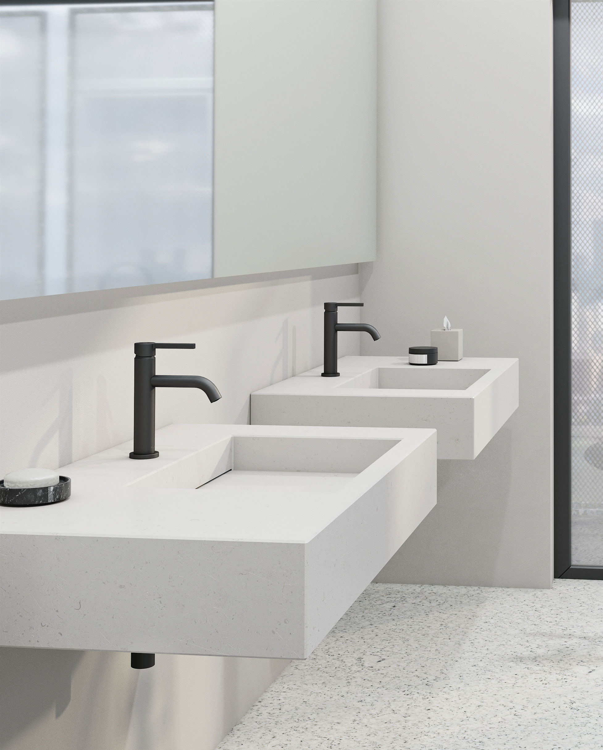 Kludi Nova Fonte Pura bateria umywalkowa stojąca czarna 200283915