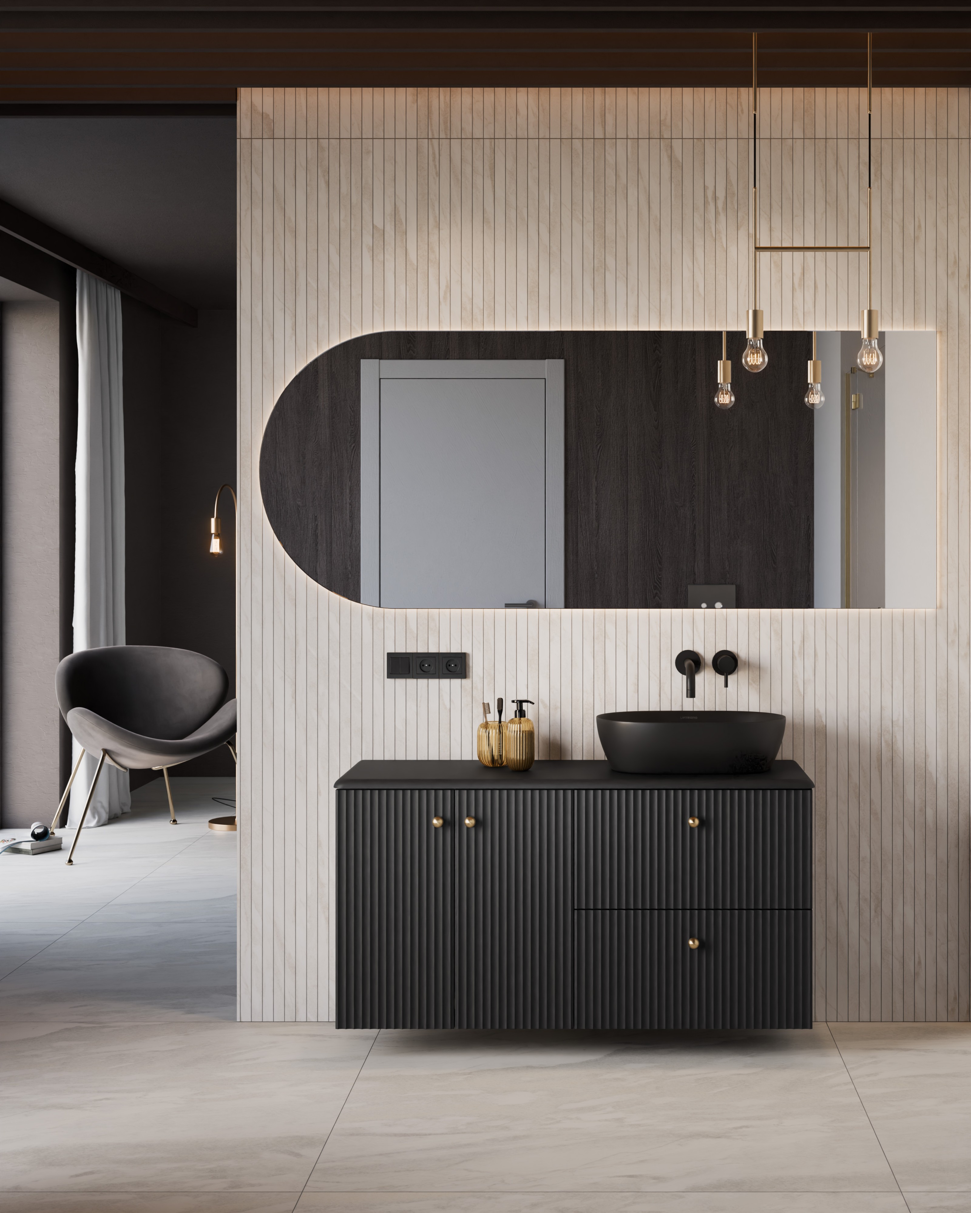 Uptrend Panarea blat naszafkowy 80x38 cm Obsidian Black mat 005BL8003