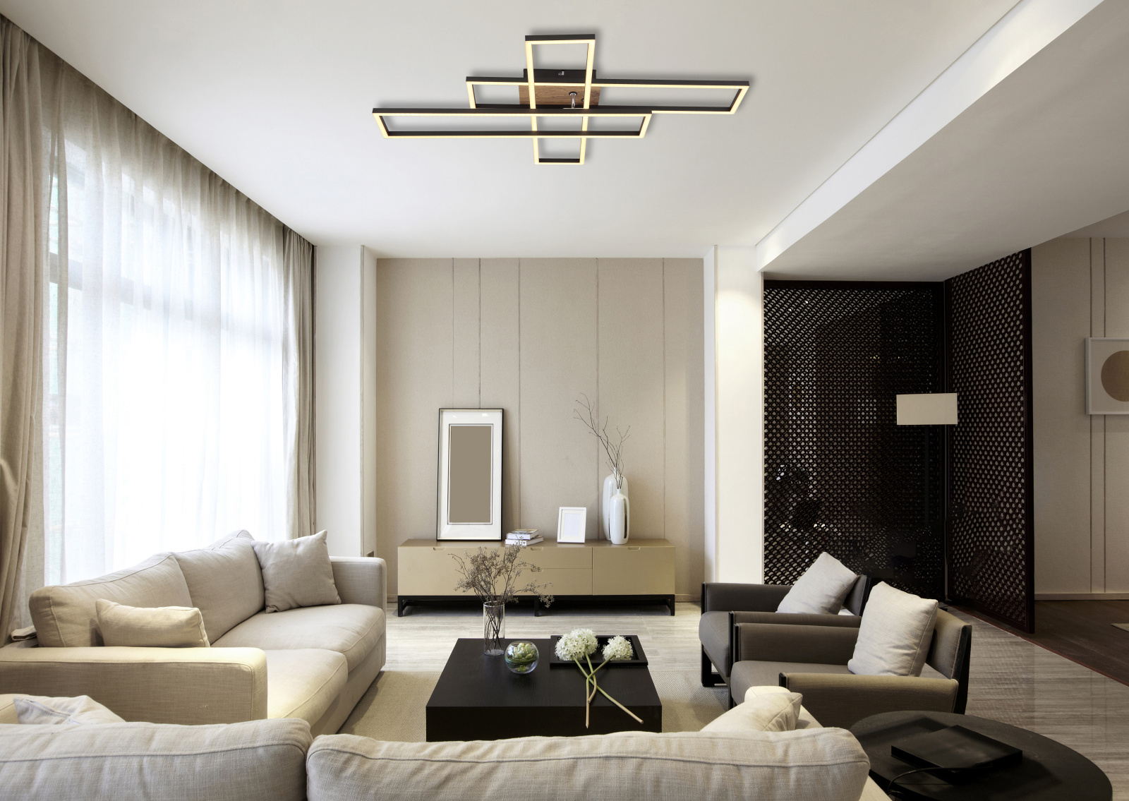 Globo Lighting Dakari lampa podsufitowa 1x40 W czarna-drewno 67208-40