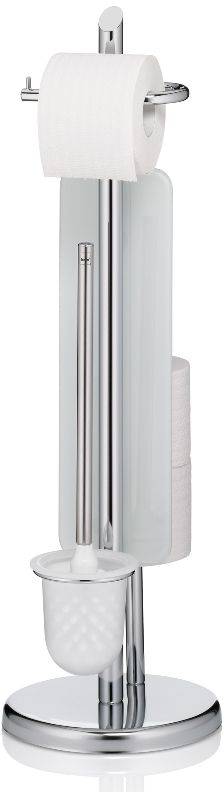 Kela Ken stojak na papier toaletowy ze szczotką do WC srebrny błyszczący 20537