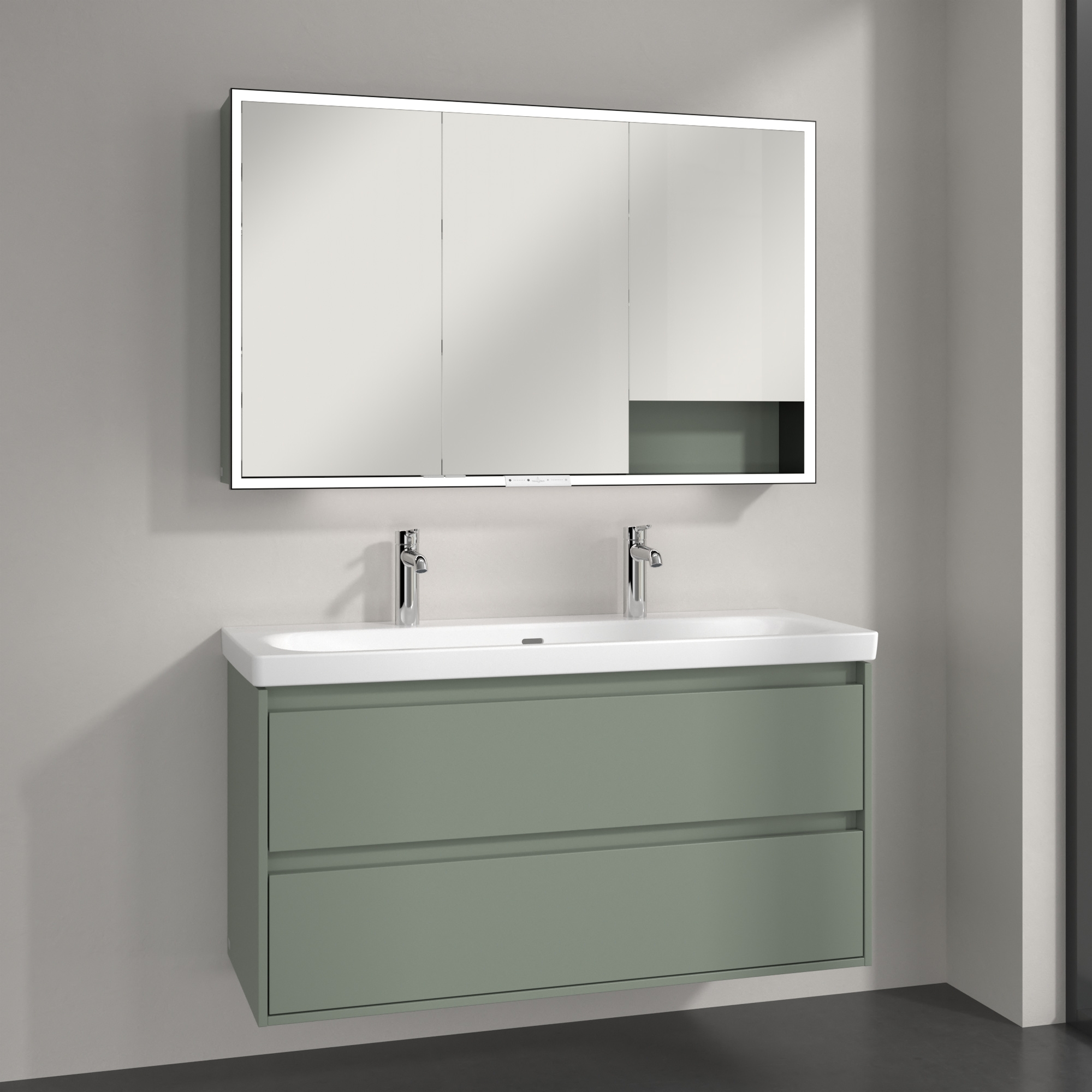 Villeroy & Boch My View+ szafka 120x16,8x75 cm z lustrem Soft Green B48112AF