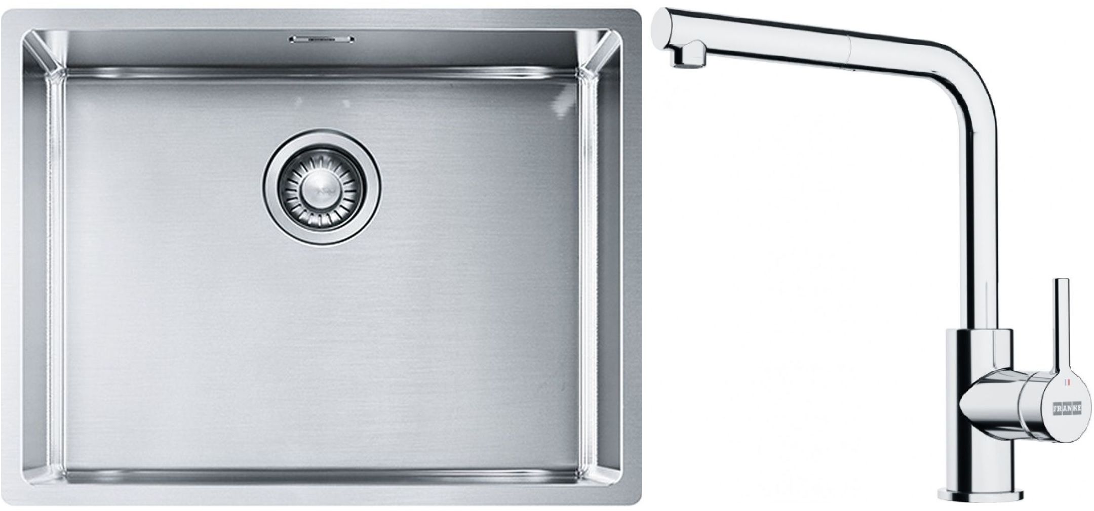 Franke Box BXX 110-54/ BXX 210-54 zlewozmywak 58x45 cm stalowy z baterią kuchenną Lina chrom (1270453660, 1150712420)