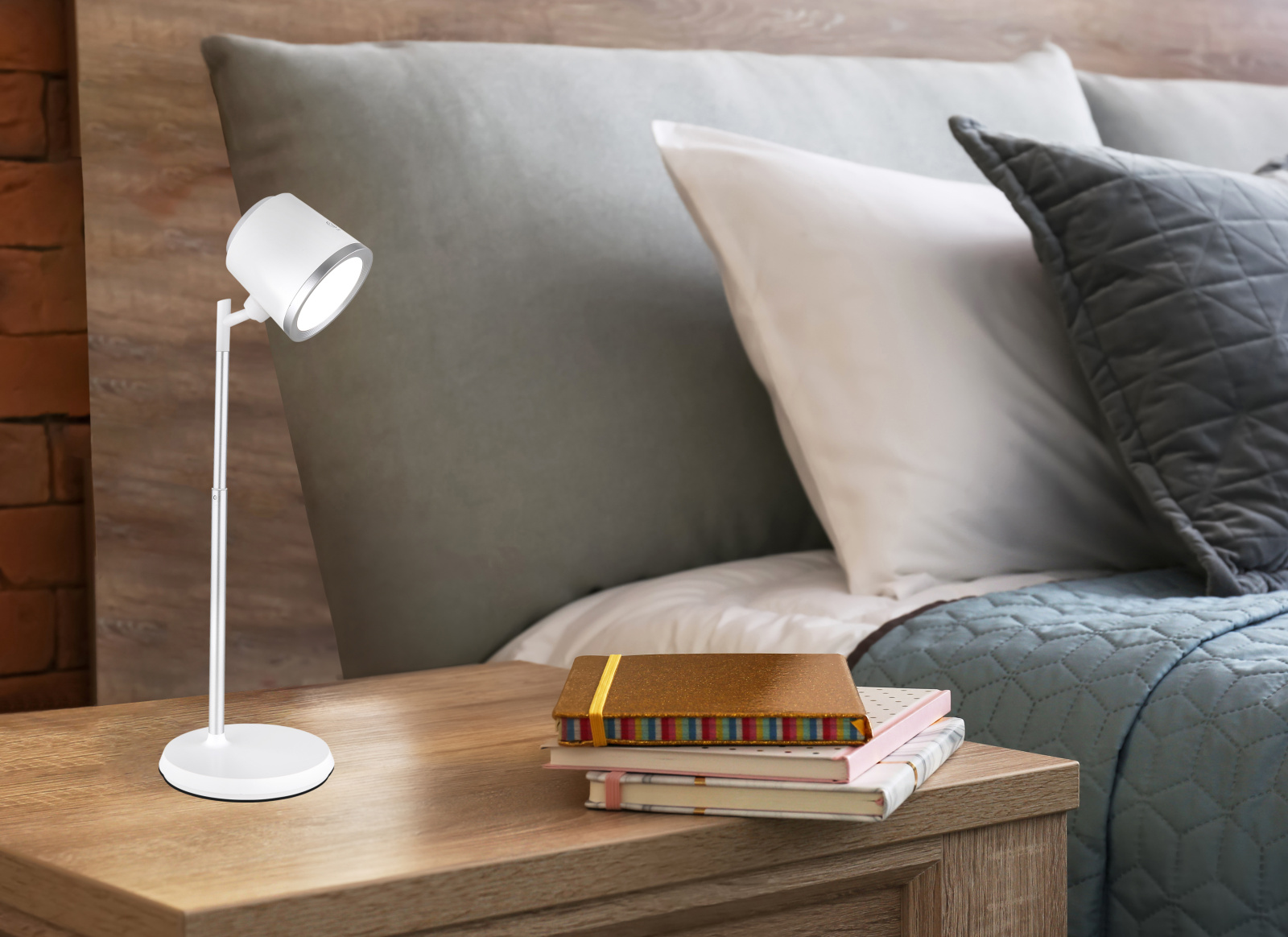 Globo Lighting Meeya lampa biurkowa 1x6 W biała-srebrna 58454W