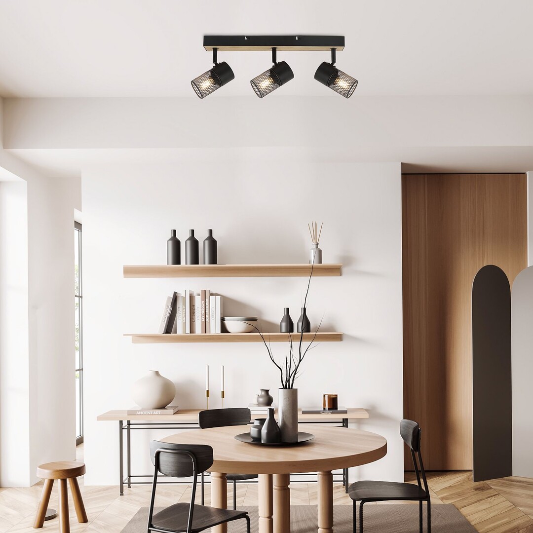Rabalux Metta lampa podsufitowa 3x14W czarny/dąb 71153