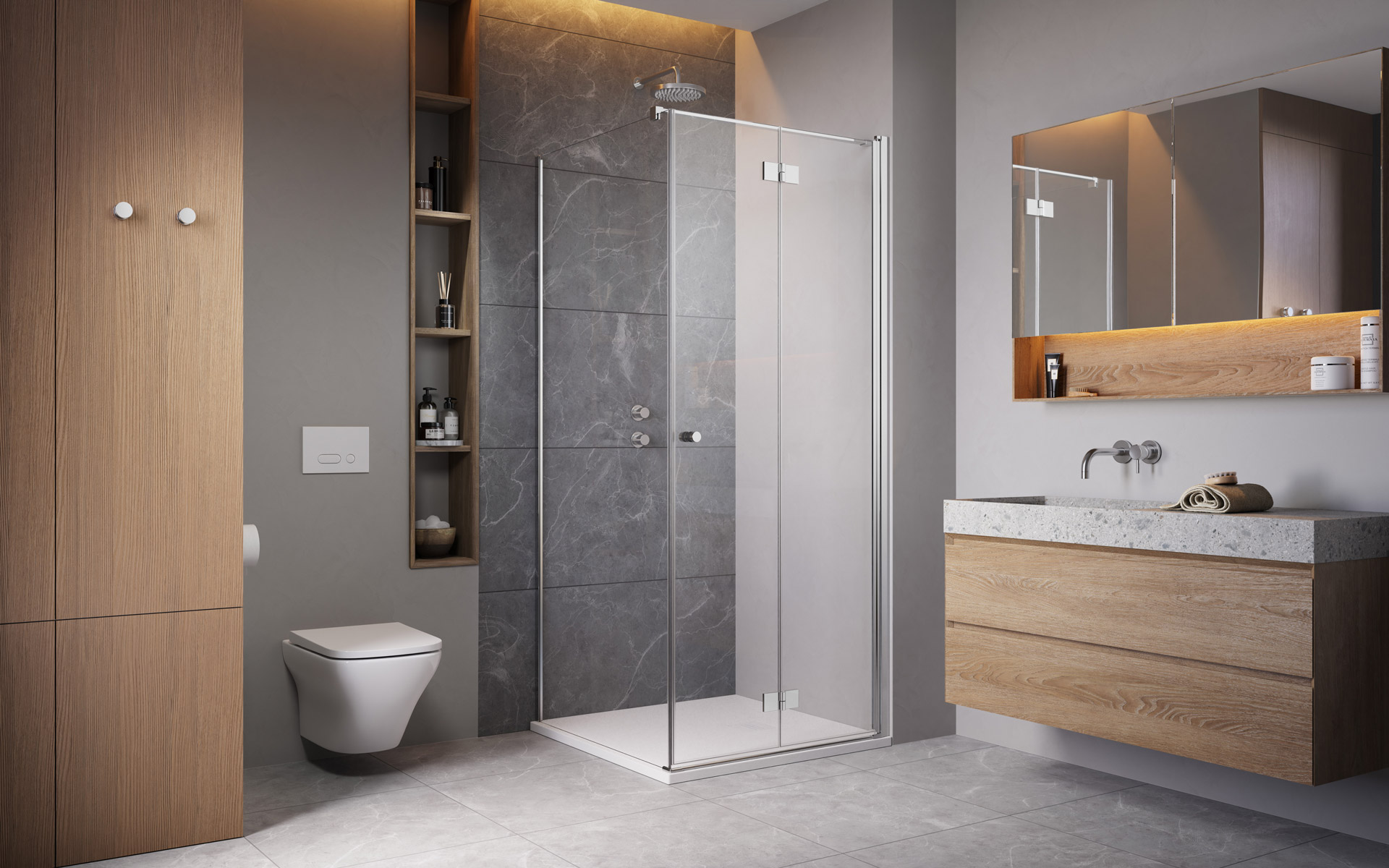 Radaway Essenza New KDJ-B drzwi prysznicowe 90 cm prawe chrom/szkło przezroczyste 1385082-01-01R