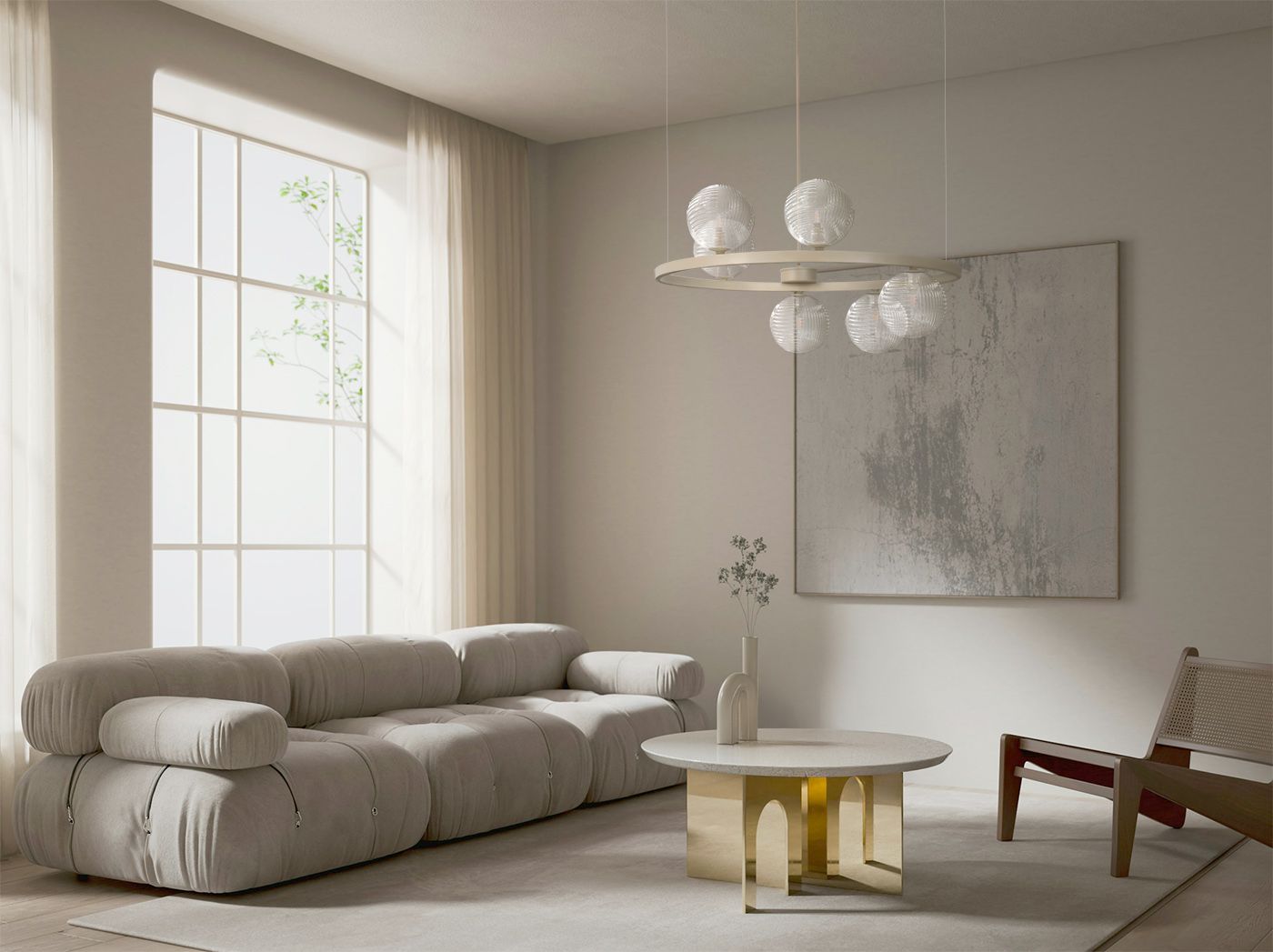 Kaja Tesoro lampa wisząca 6x10 W przezroczysta-beżowa K-5700