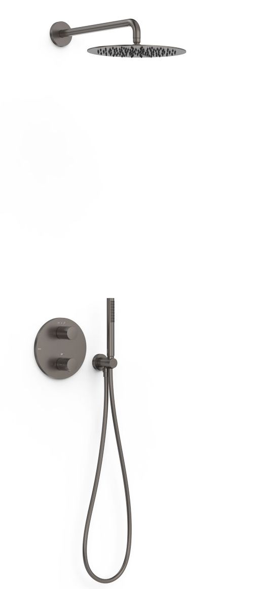 Tres Therm-Box zestaw prysznicowy podtynkowy termostatyczny z deszczownicą grafitowy 26235004GR