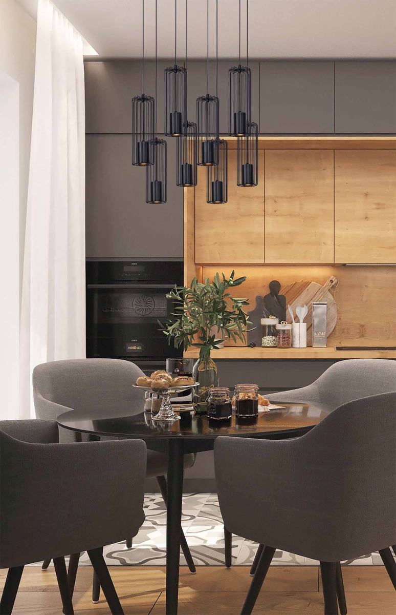 Kaja Falcon lampa wisząca 8x10W czarna K-4933