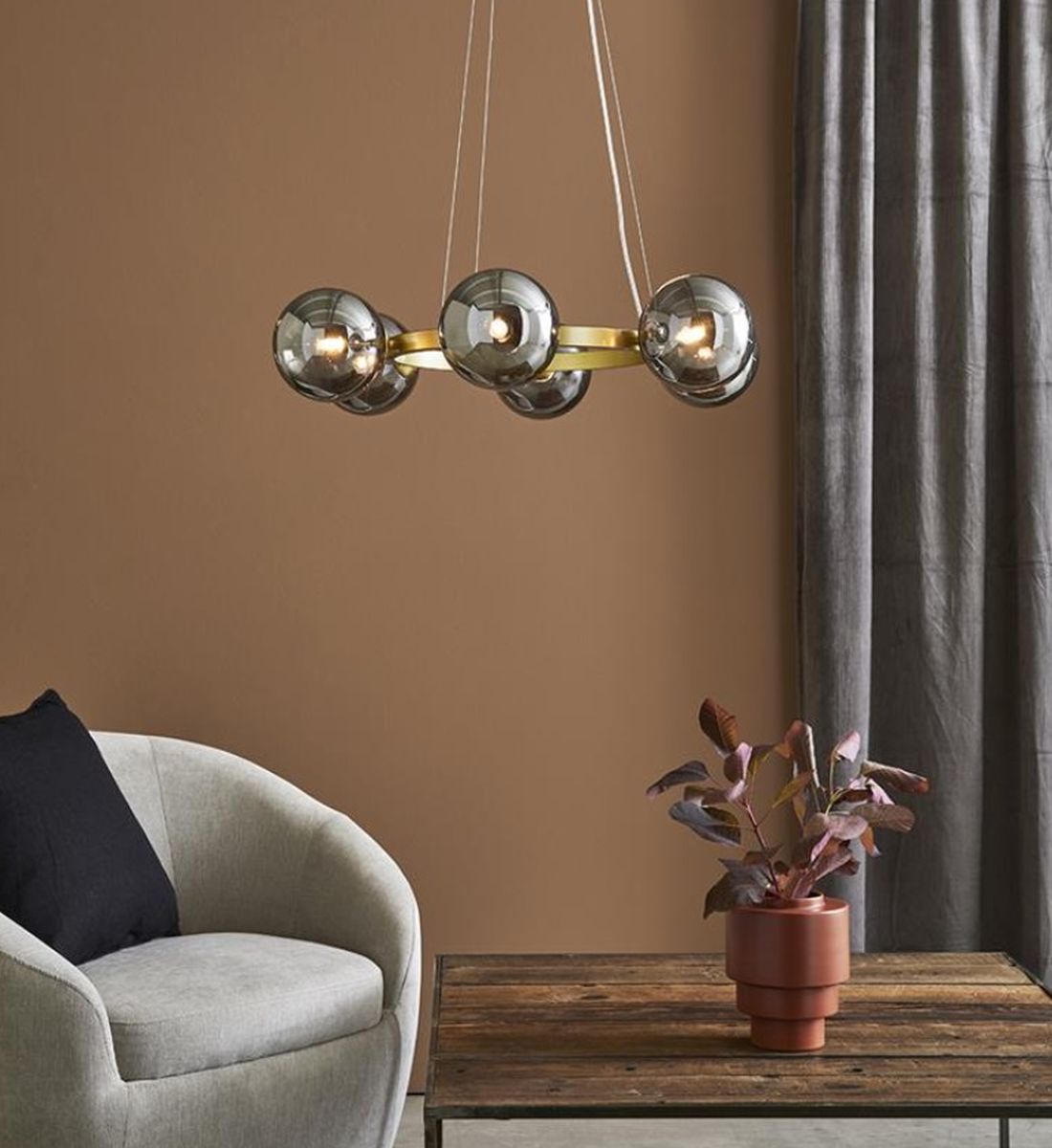 Markslöjd Circle lampa wisząca 6x20W złoty/przydymiony 108050