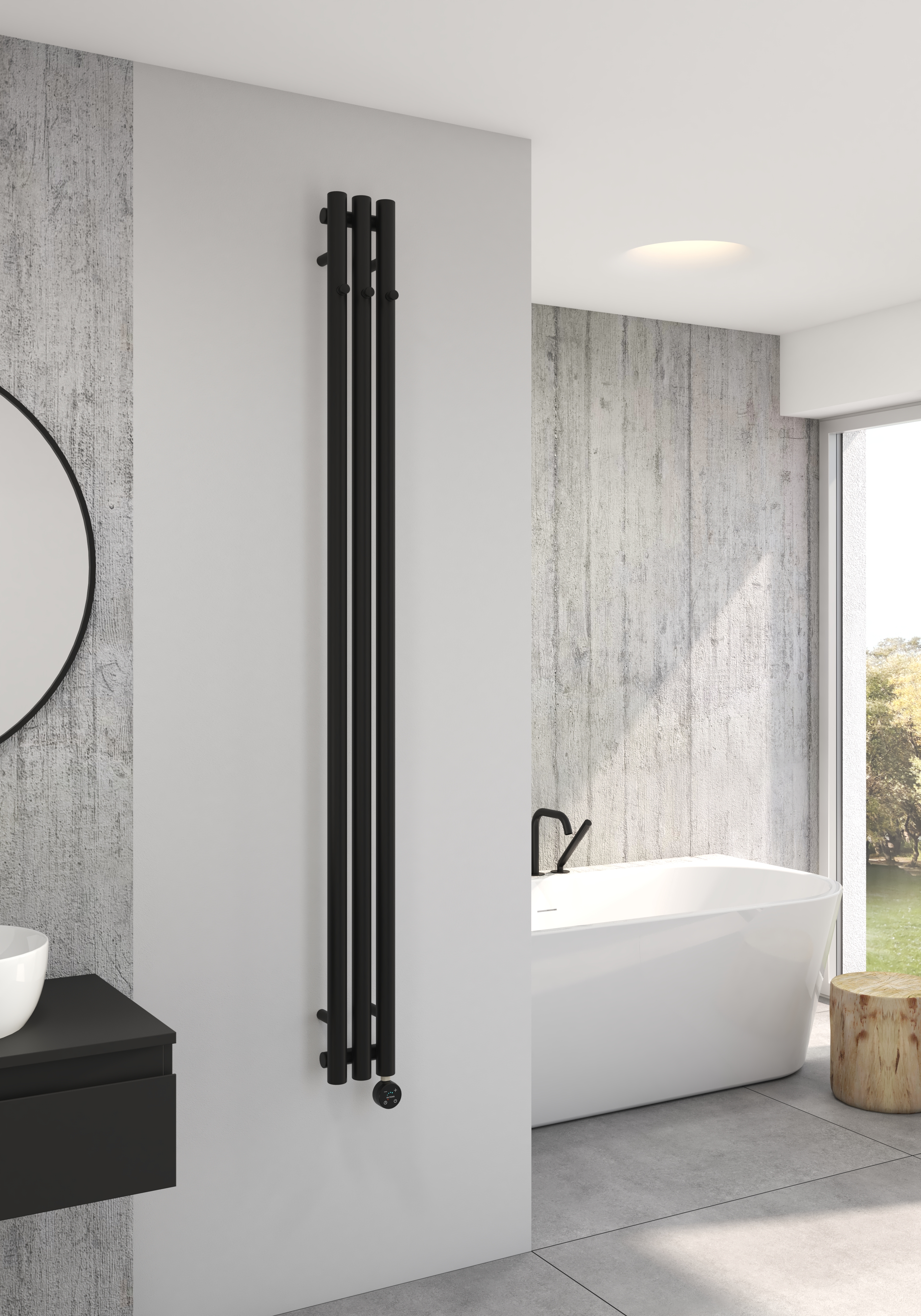 Oltens Stang (e) grzejnik elektryczny 180x15 cm czarny mat 55111300 - Wysyłka w 24h