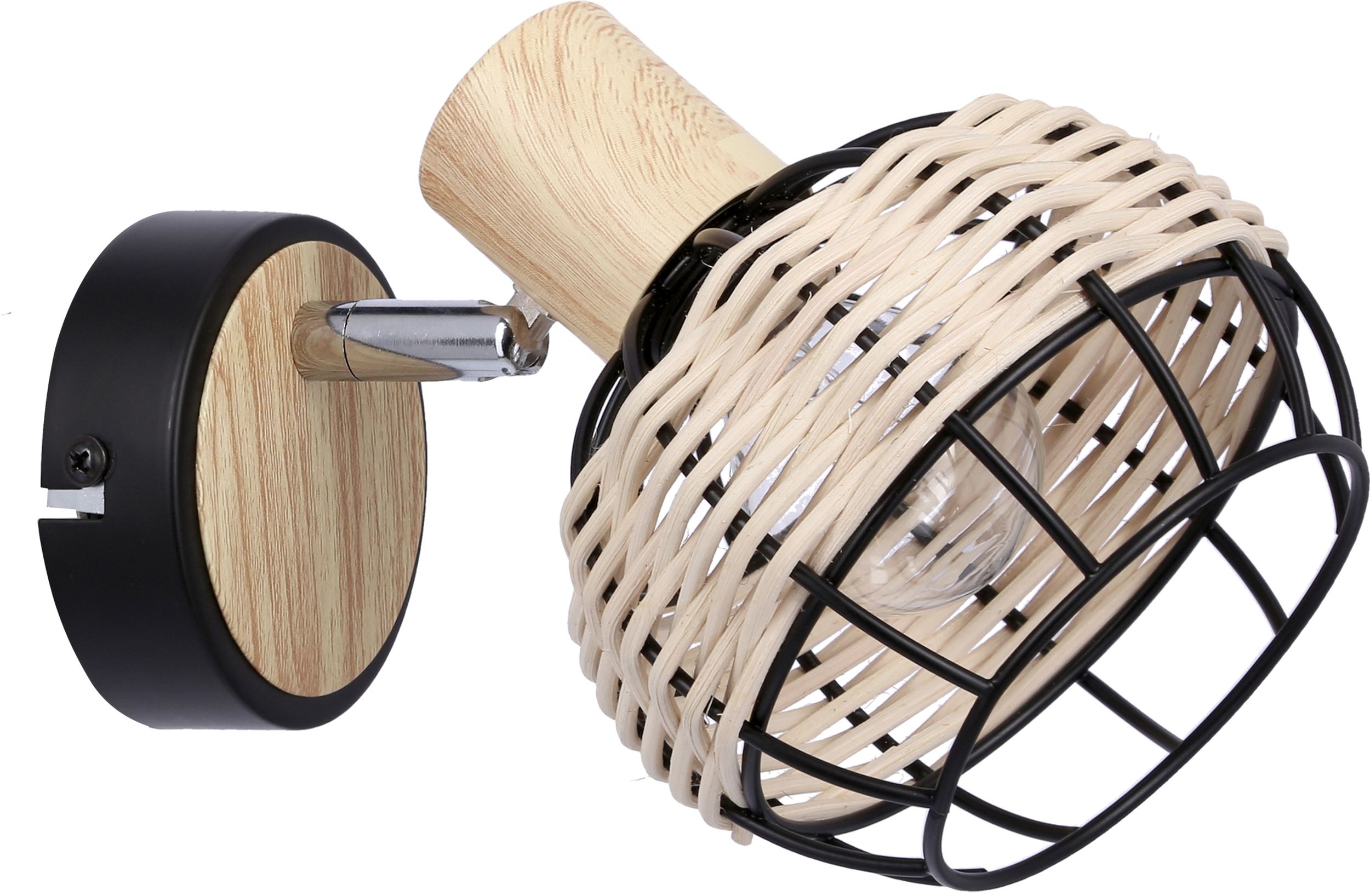 Candellux Tajga kinkiet 1x40W czarny/drewno 91-12197