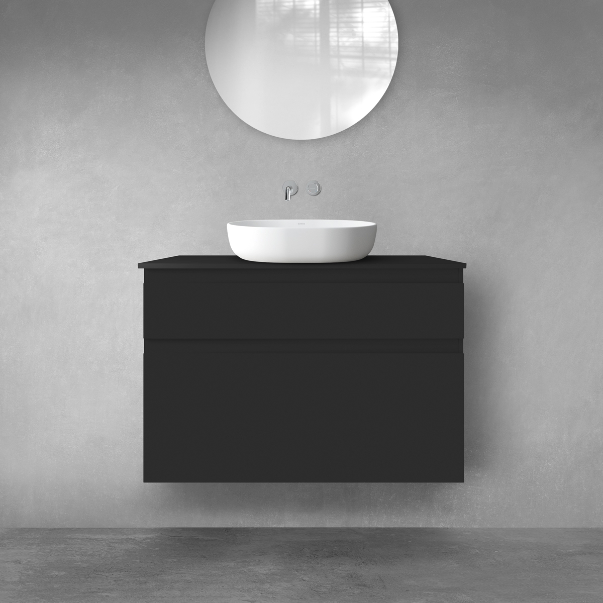 Oltens Vernal zestaw mebli łazienkowych 100 cm z blatem czarny mat 68220300 - Wysyłka w 24h