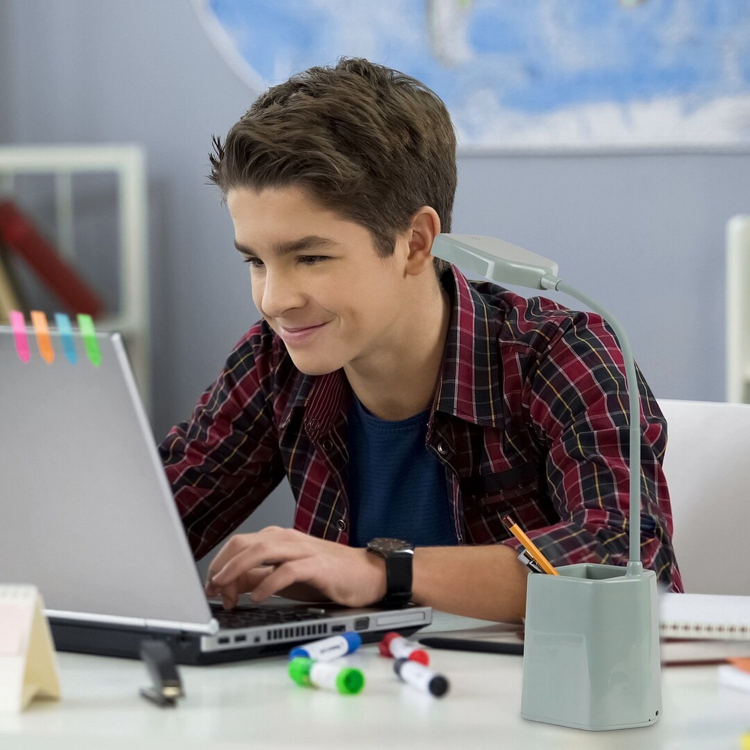 Rabalux Arvid lampa biurkowa 1x6 W biała-niebieska 74244