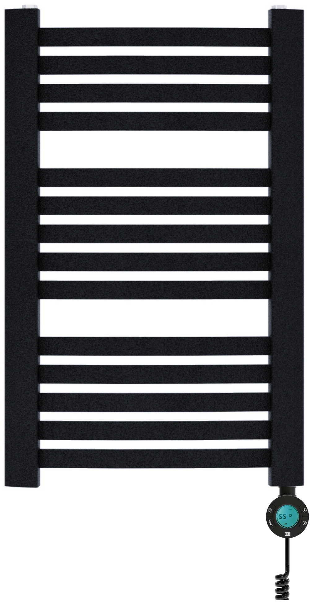 Zestaw Luxrad Kastor Elektro grzejnik elektryczny 76,5x48 cm z grzałką czarny (KAST765480S040ERG, GLX200CZ)