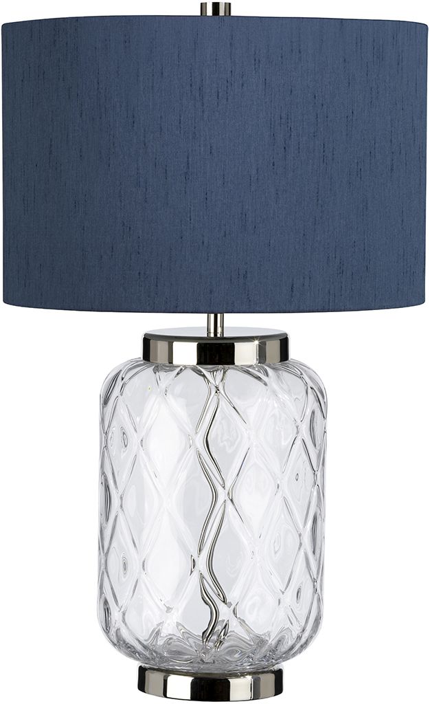 Quintiesse Sola lampa stołowa 1x60 W polerowany nikiel/przezroczysta/niebieska QN-SOLA-TL-S-BLU