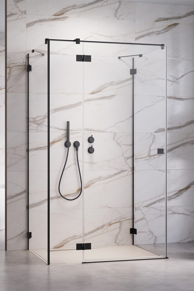 Radaway Essenza Pro Black KDJ+S drzwi prysznicowe 120 cm lewe czarny mat/szkło przezroczyste 10097312-54-01L