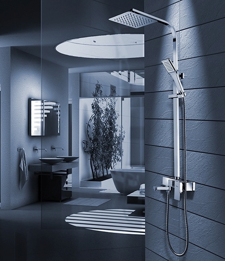 Rea Navaro zestaw wannowo-prysznicowy z deszczownicą kwadratową chrom REA-P0802