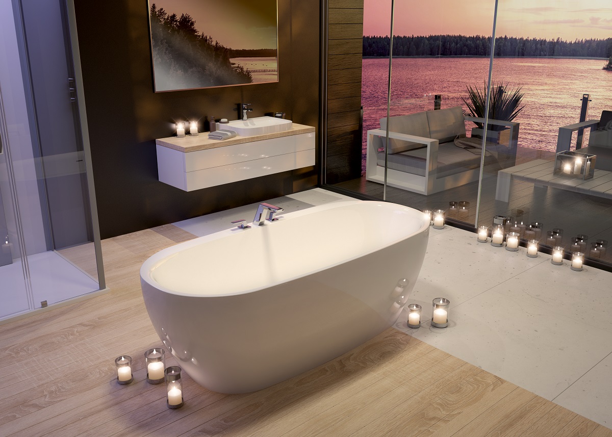 Hoesch iSensi wanna wolnostojąca 180x80 cm owalna z napełnianiem biała 3851.010