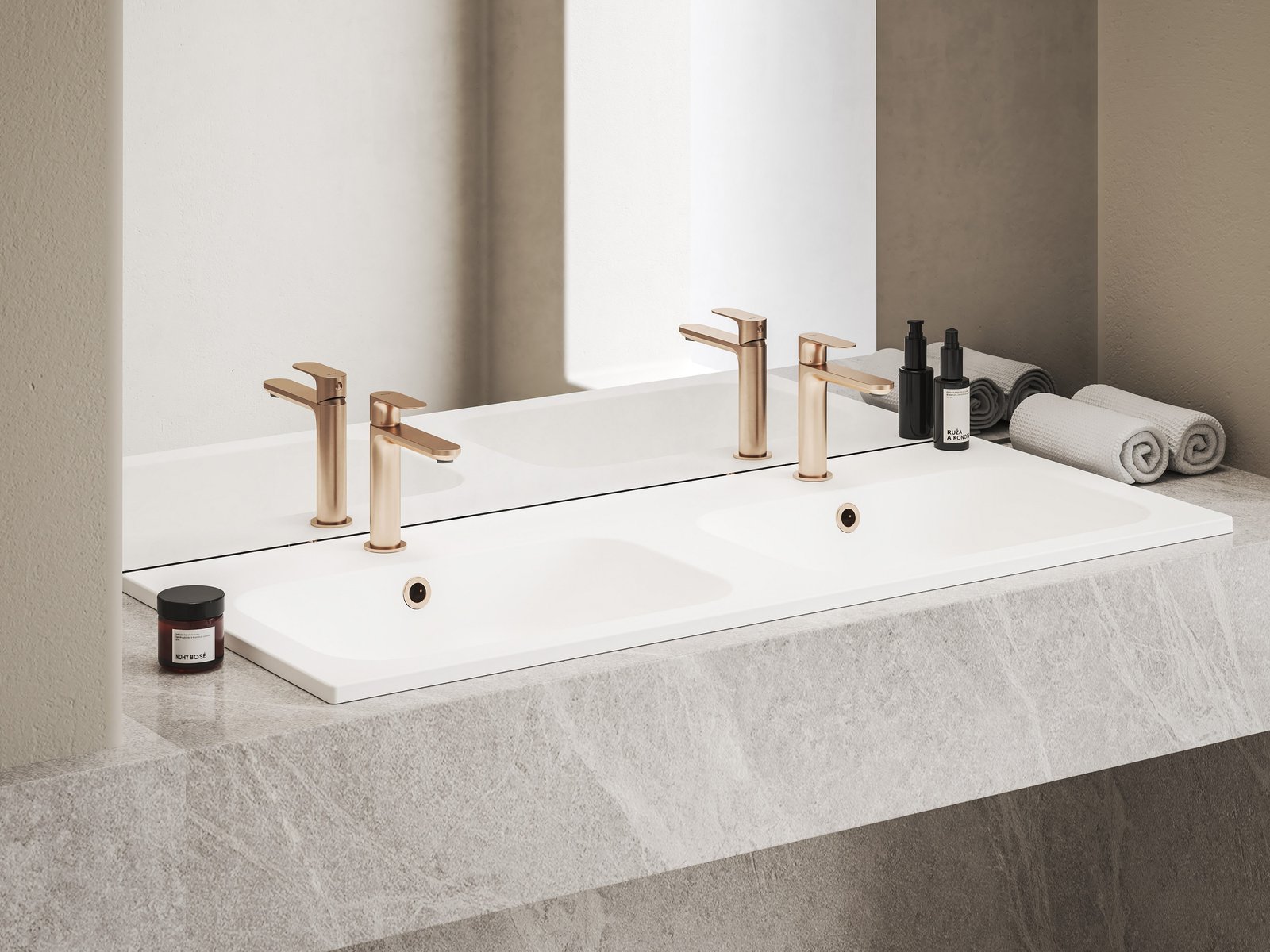 Ravak Eleganta bateria umywalkowa stojąca różowy złoty szczotkowany X070364