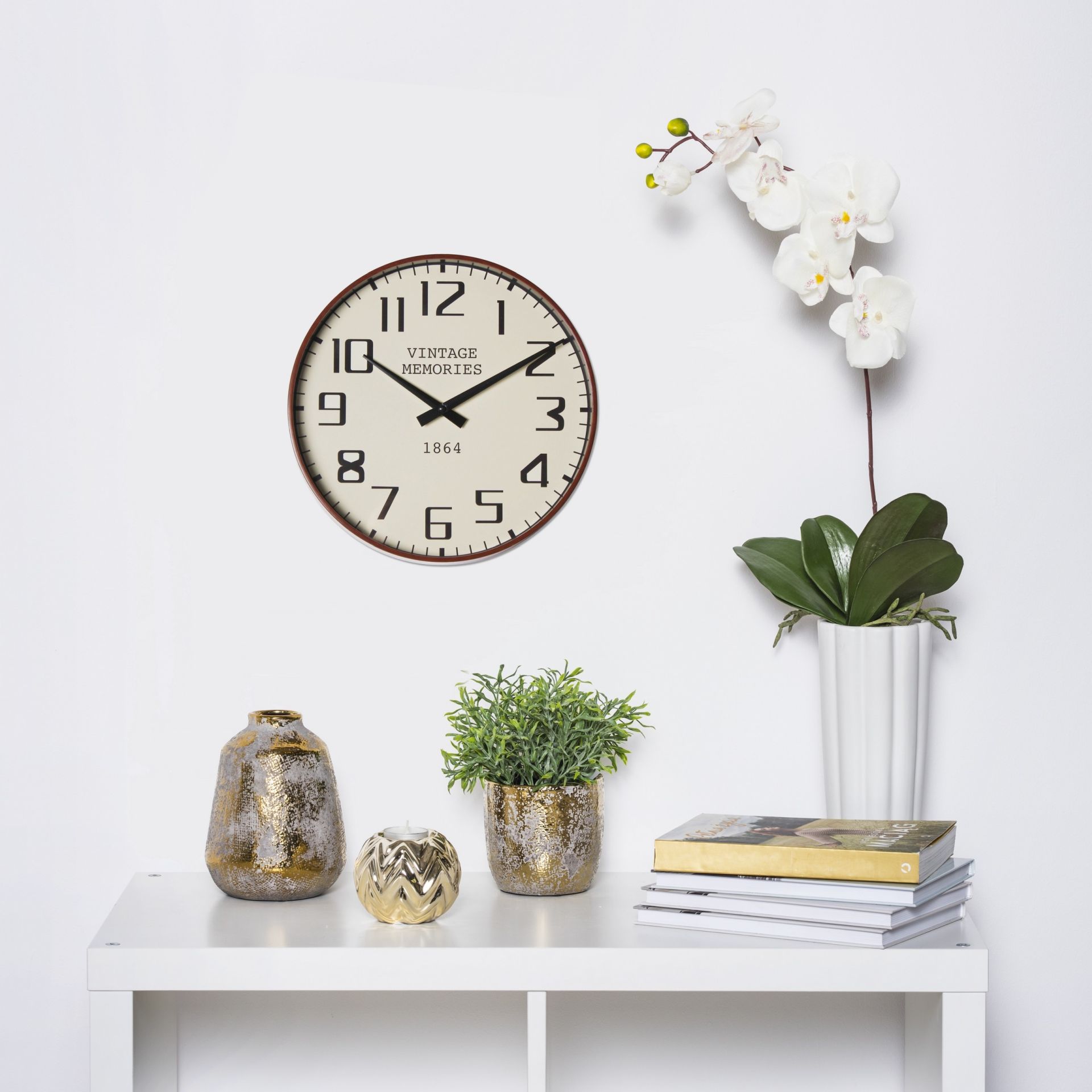 Splendid Retro zegar ścienny biały-brązowy AZ-RETRO - Wysyłka w 24h