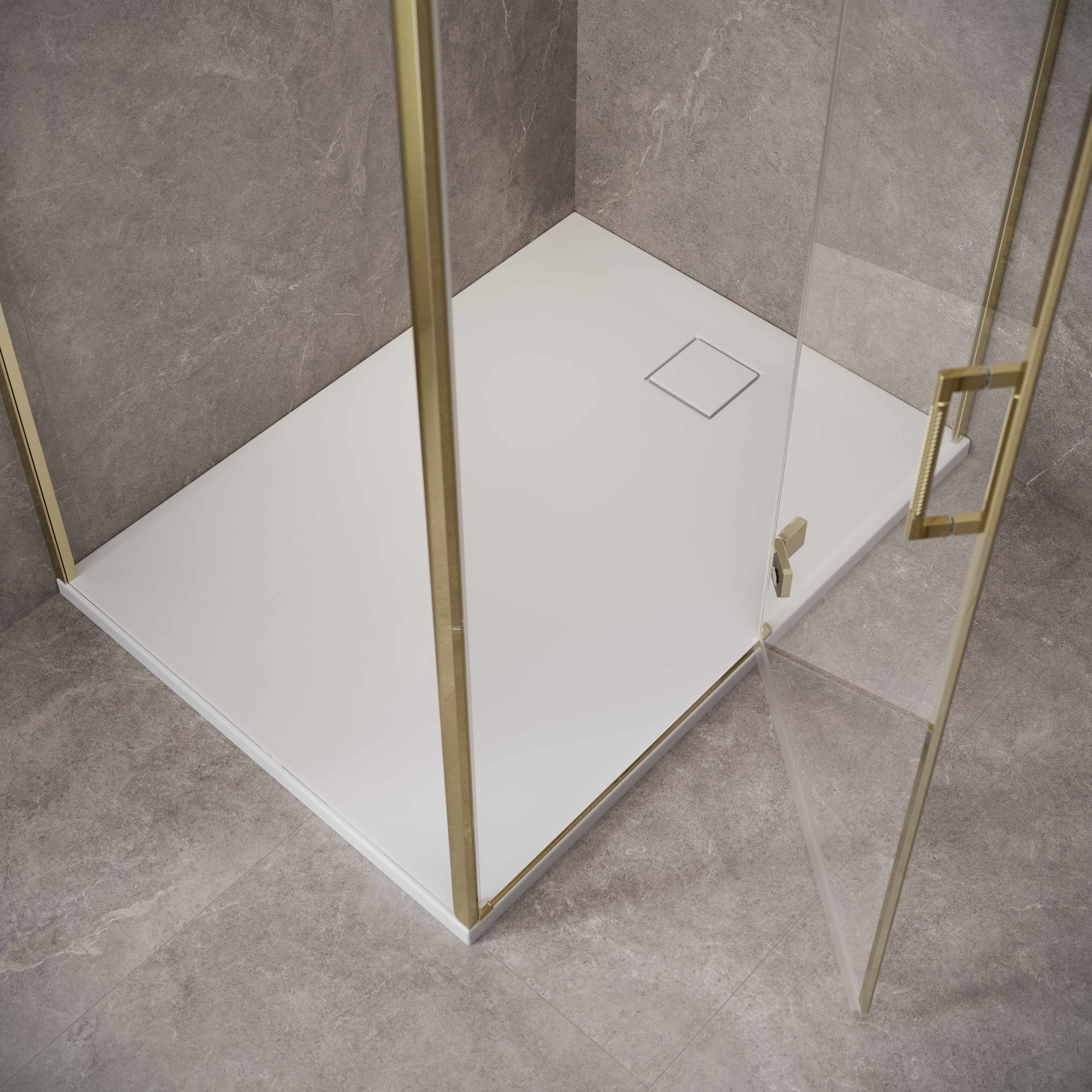 Cersanit Larga ścianka prysznicowa 90 cm złoty mat/szkło przezroczyste S164-070