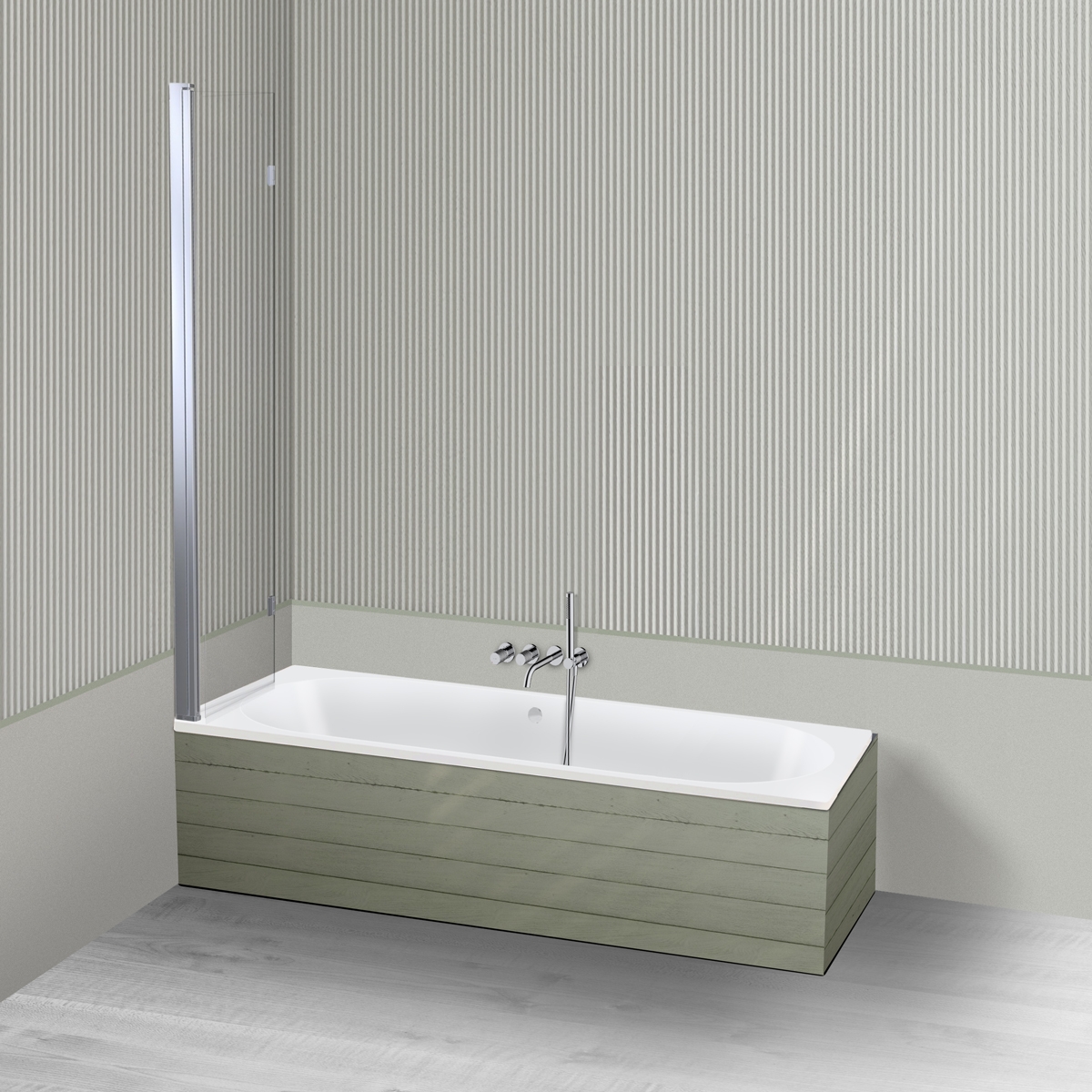 Oltens Lykke Sela zestaw wanna prostokątna 170x75 cm akrylowa biała z parawanem nawannowym 115 cm 2-częściowy chrom 18014000 - Wysyłka w 24h