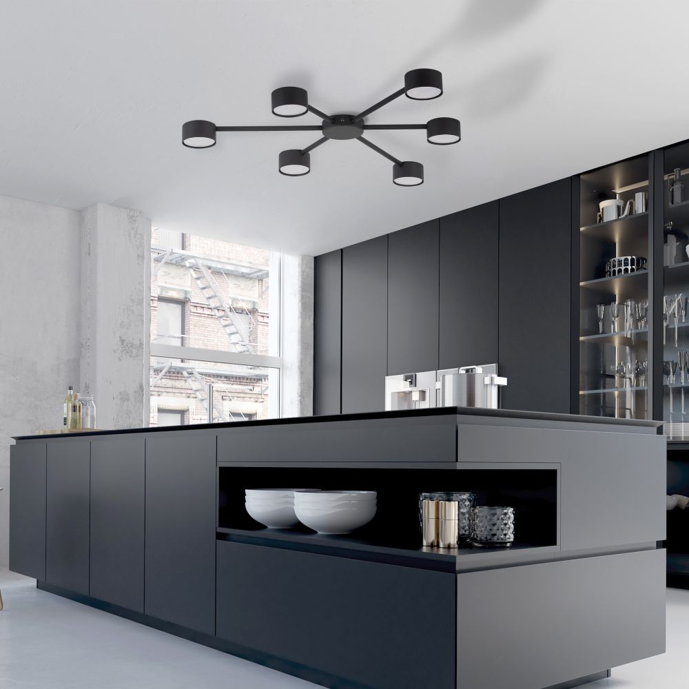 TK Lighting Avia Black lampa podsufitowa 6x10W czarna 4692