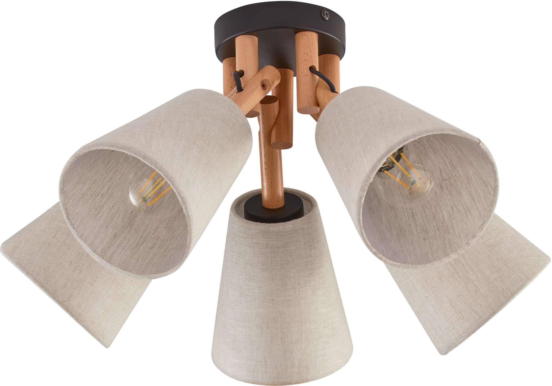 TK Lighting Vaio lampa podsufitowa 5x15W czarny/drewno/szarobeżowy 575