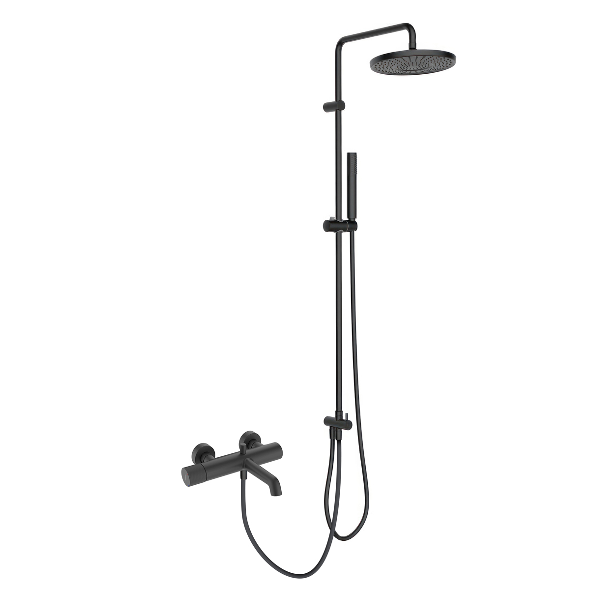 Oltens Hamnes zestaw prysznicowy z baterią wannowo-prysznicową ścienną czarny mat 36047300 - Wysyłka w 24h