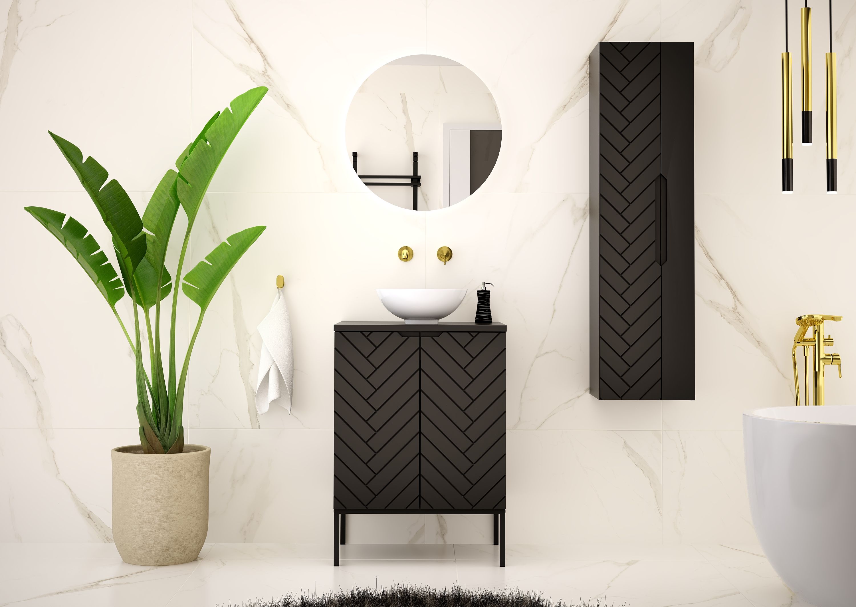 Megstyl Aspen szafka 60x45,8x82 cm podumywalkowa stojąca czarna 2506